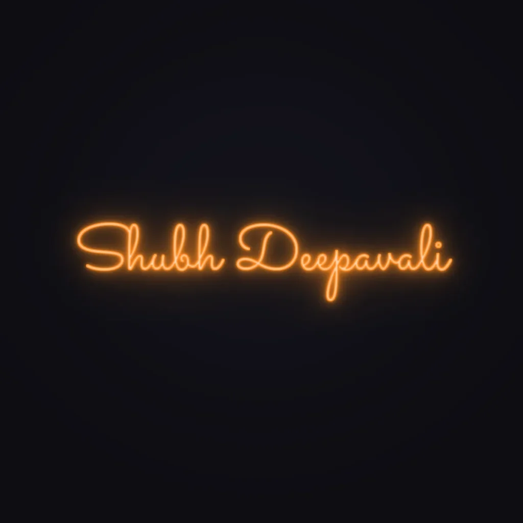 Shubh Deepavali Neon Sign — Orange LED neon (design render)
