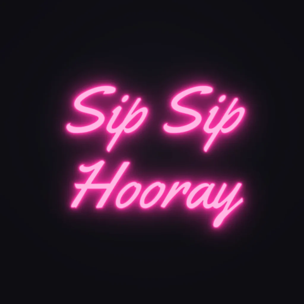 Sip Sip Hooray Neon Sign — Hot Pink LED neon (design render)