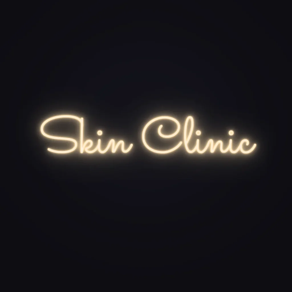 Skin Clinic Neon Sign — Warm White LED neon (design render)