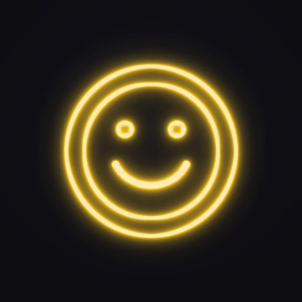 Smiley Face Neon Sign — Golden Yellow LED neon (design render)