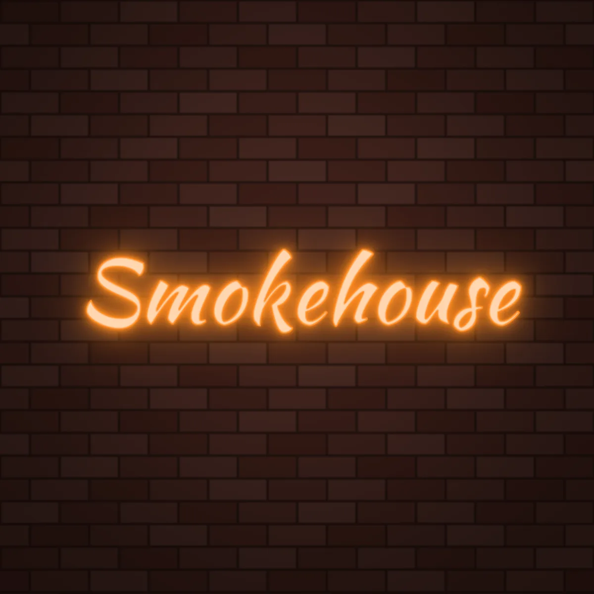 Smokehouse Neon Sign on a brick wall (design render)