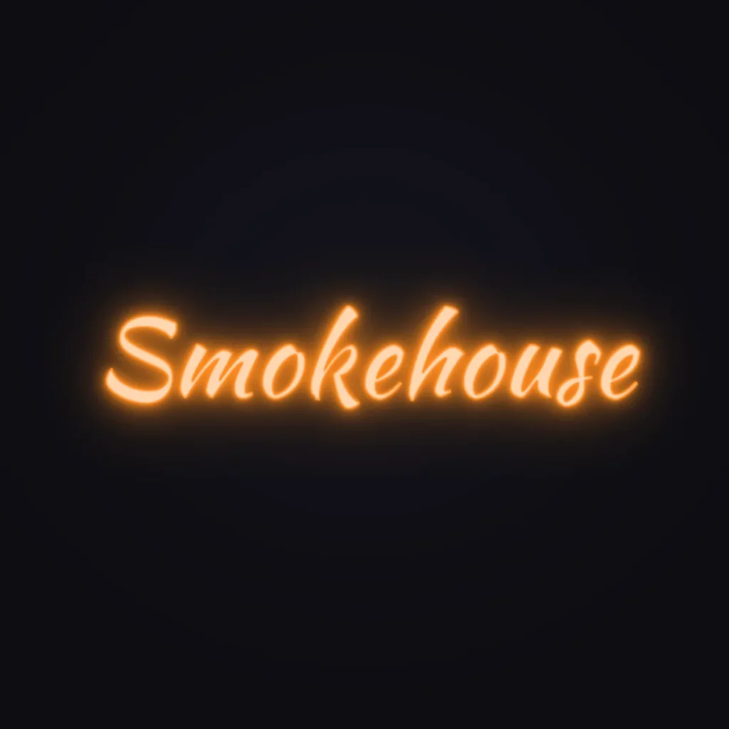 Smokehouse Neon Sign — Orange LED neon (design render)