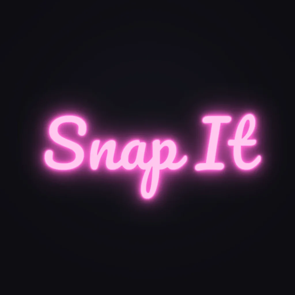Snap It Neon Sign — Pink LED neon (design render)