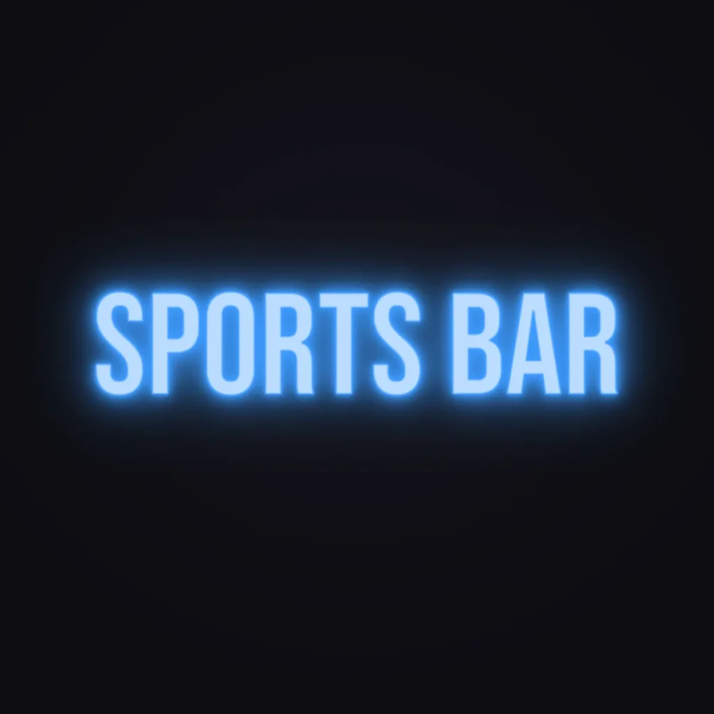 Sports Bar Neon Sign — Electric Blue LED neon (design render)