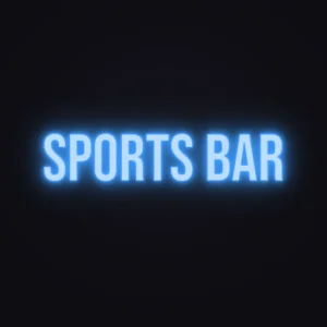 Sports Bar Neon Sign — Electric Blue LED neon (design render)