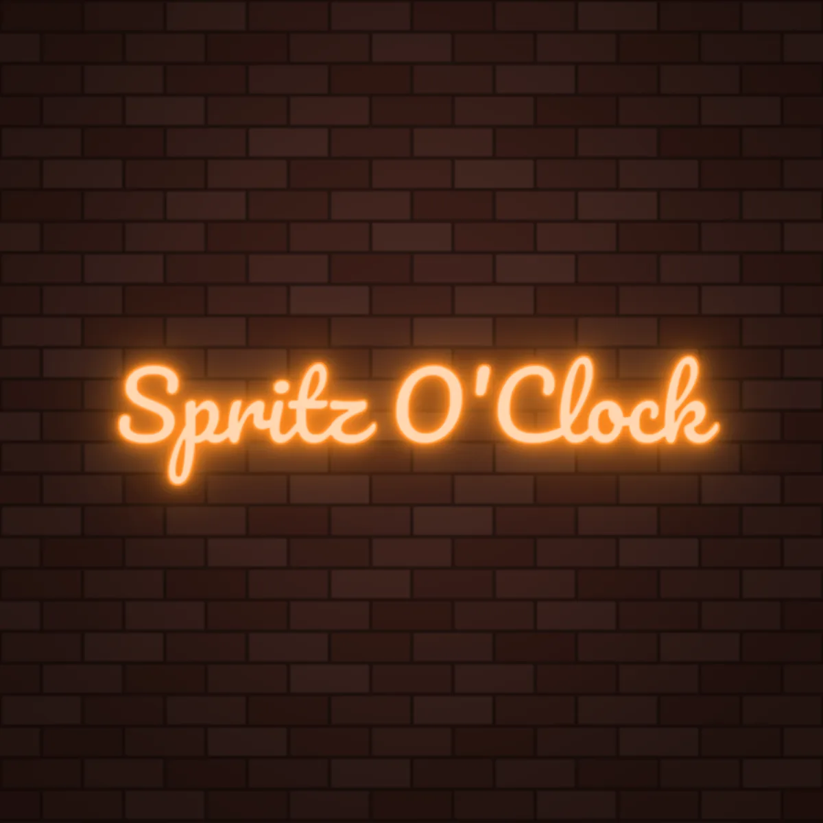 Spritz O'Clock Neon Sign on a brick wall (design render)