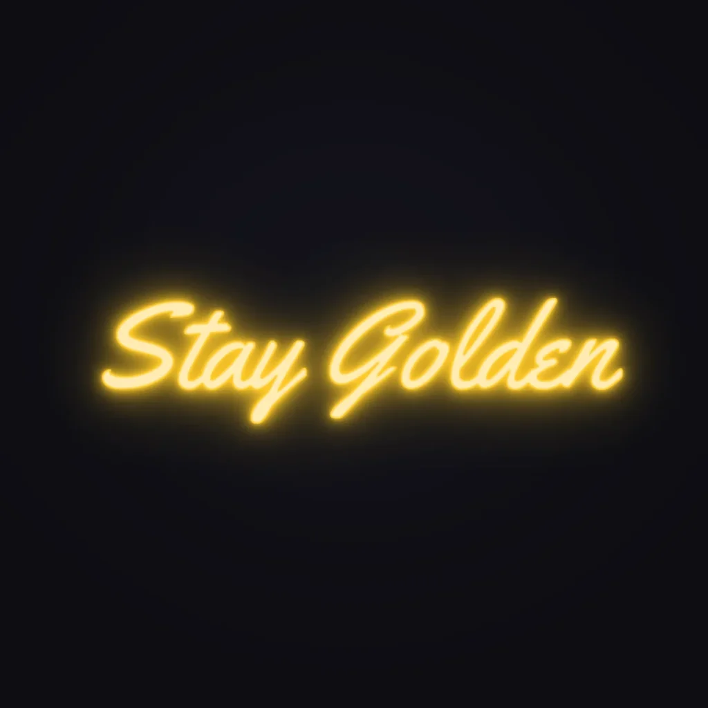 Stay Golden Neon Sign — Golden Yellow LED neon (design render)