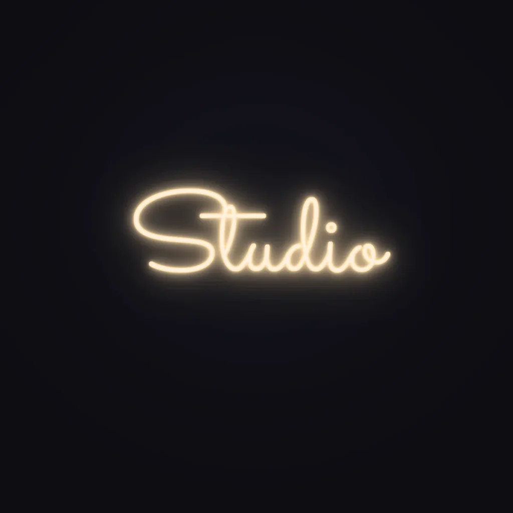 Studio Neon Sign — Warm White LED neon (design render)