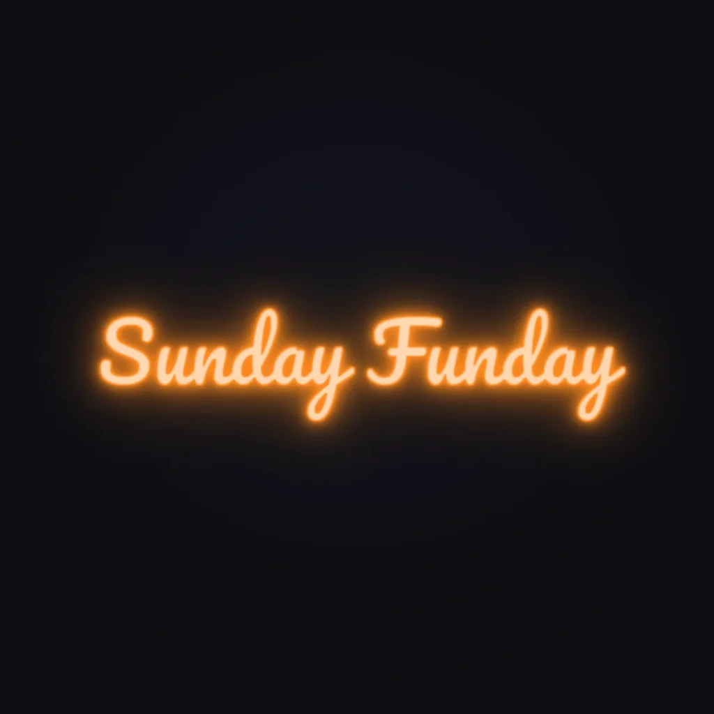 Sunday Funday Neon Sign — Orange LED neon (design render)
