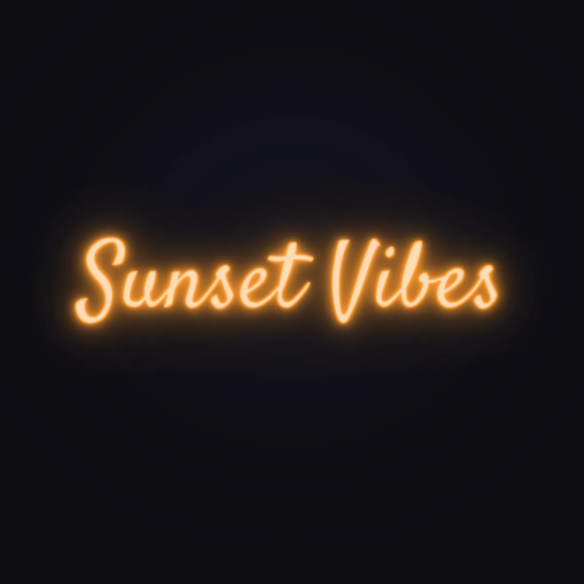Sunset Vibes Neon Sign — Orange LED neon (design render)