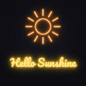 Sunshine Neon Sign — Golden Yellow LED neon (design render)