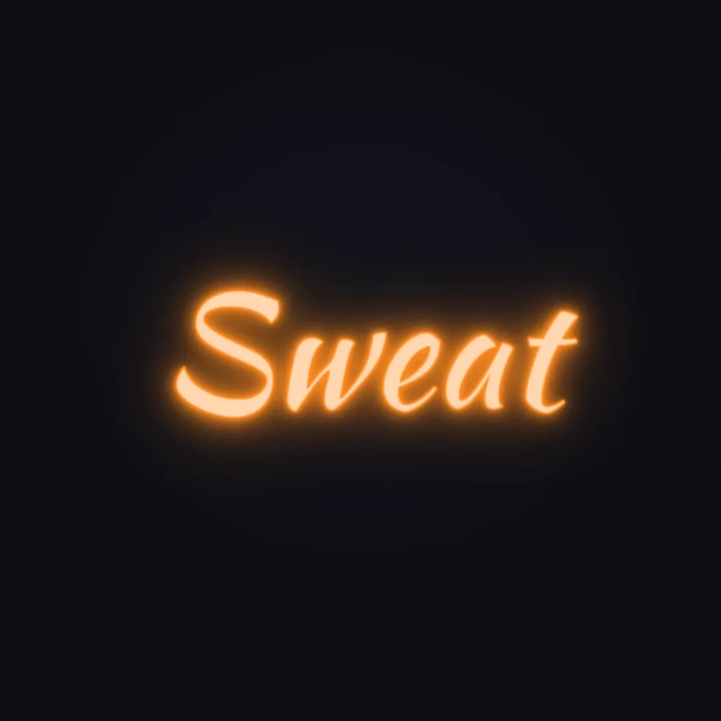 Sweat Neon Sign — Orange LED neon (design render)