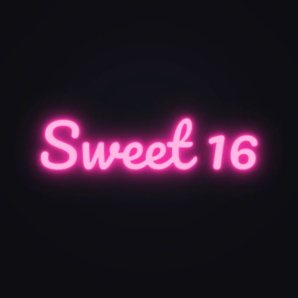 Sweet 16 Neon Sign — Hot Pink LED neon (design render)