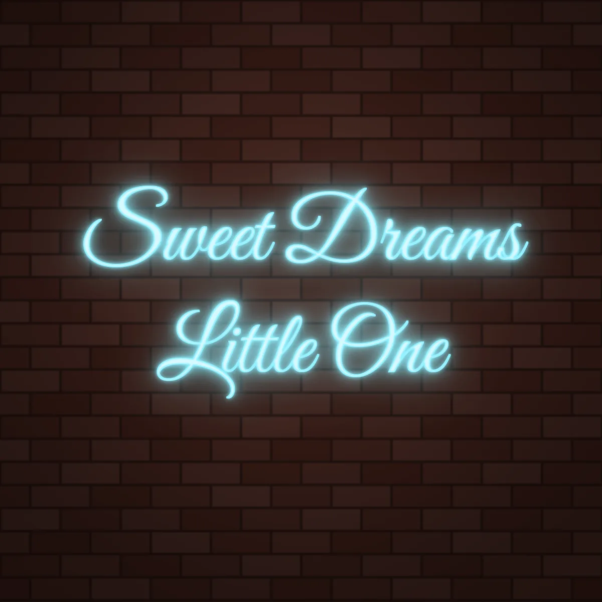 Sweet Dreams Little One Neon Sign on a brick wall (design render)