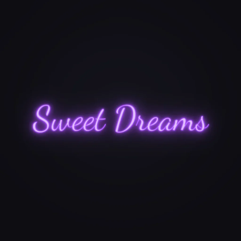 Sweet Dreams Neon Sign — Purple LED neon (design render)