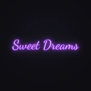 Sweet Dreams Neon Sign — Purple LED neon (design render)