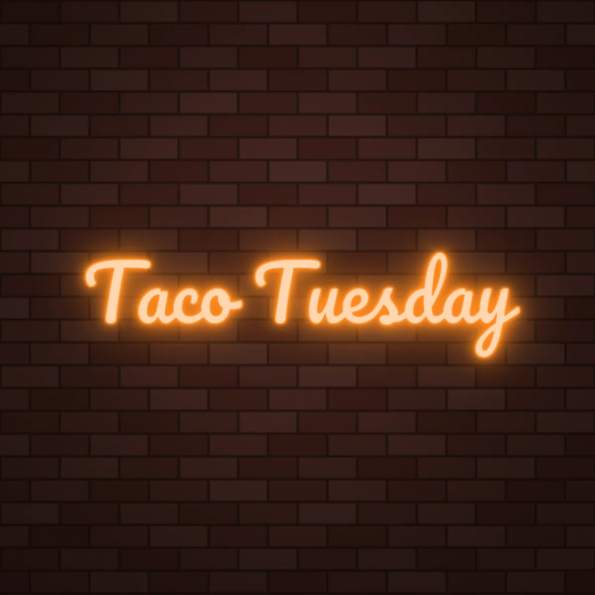 Taco Tuesday Neon Sign on a brick wall (design render)