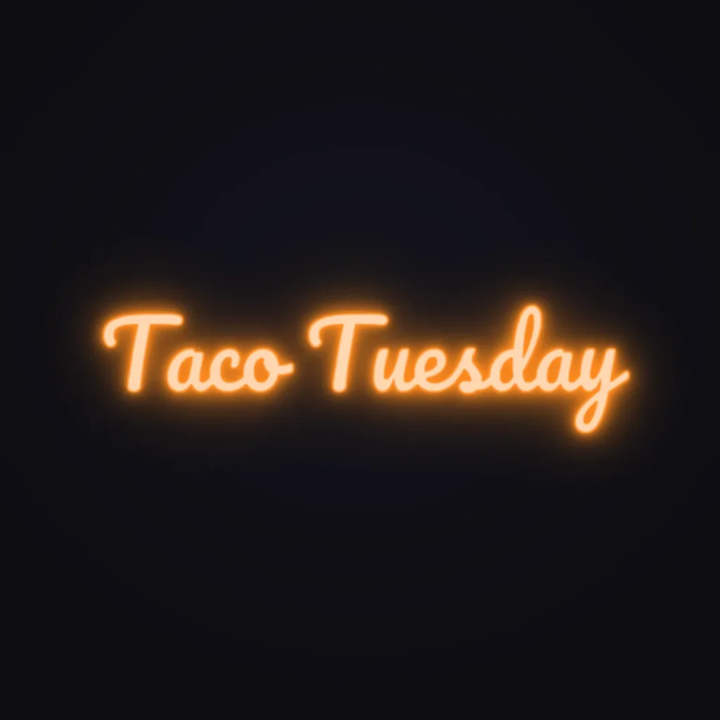 Taco Tuesday Neon Sign — Orange LED neon (design render)