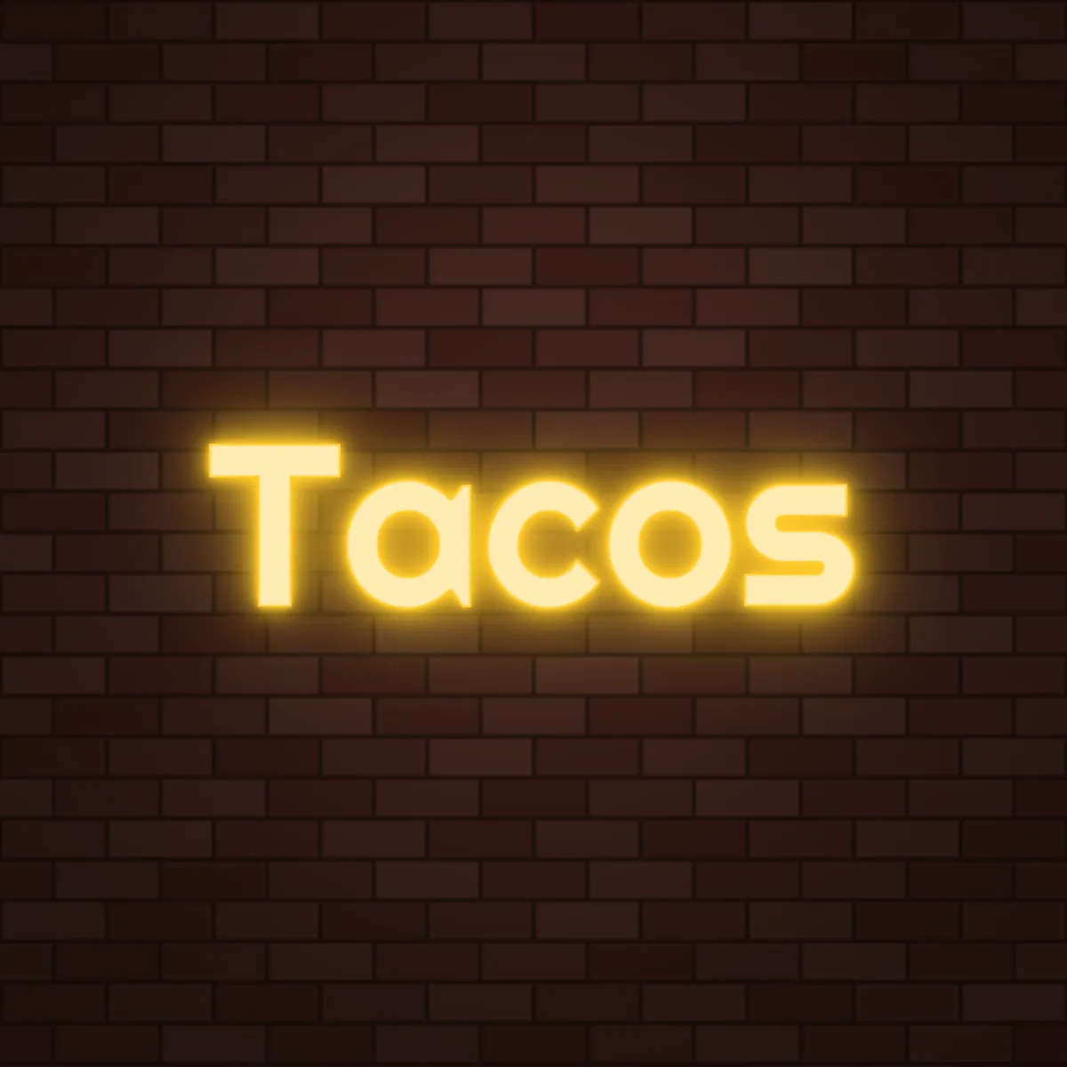 Tacos Neon Sign on a brick wall (design render)