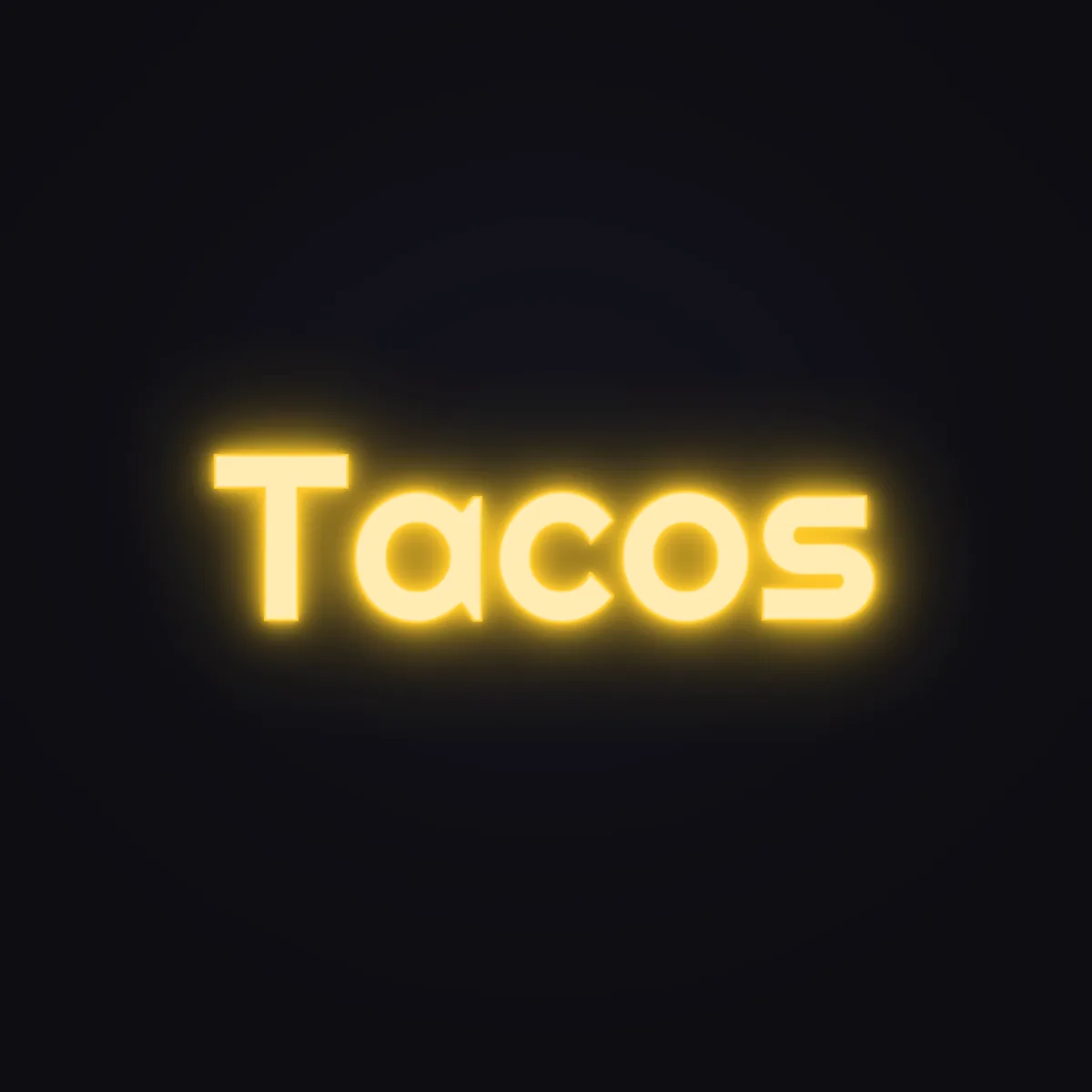 Tacos Neon Sign — Golden Yellow LED neon (design render)