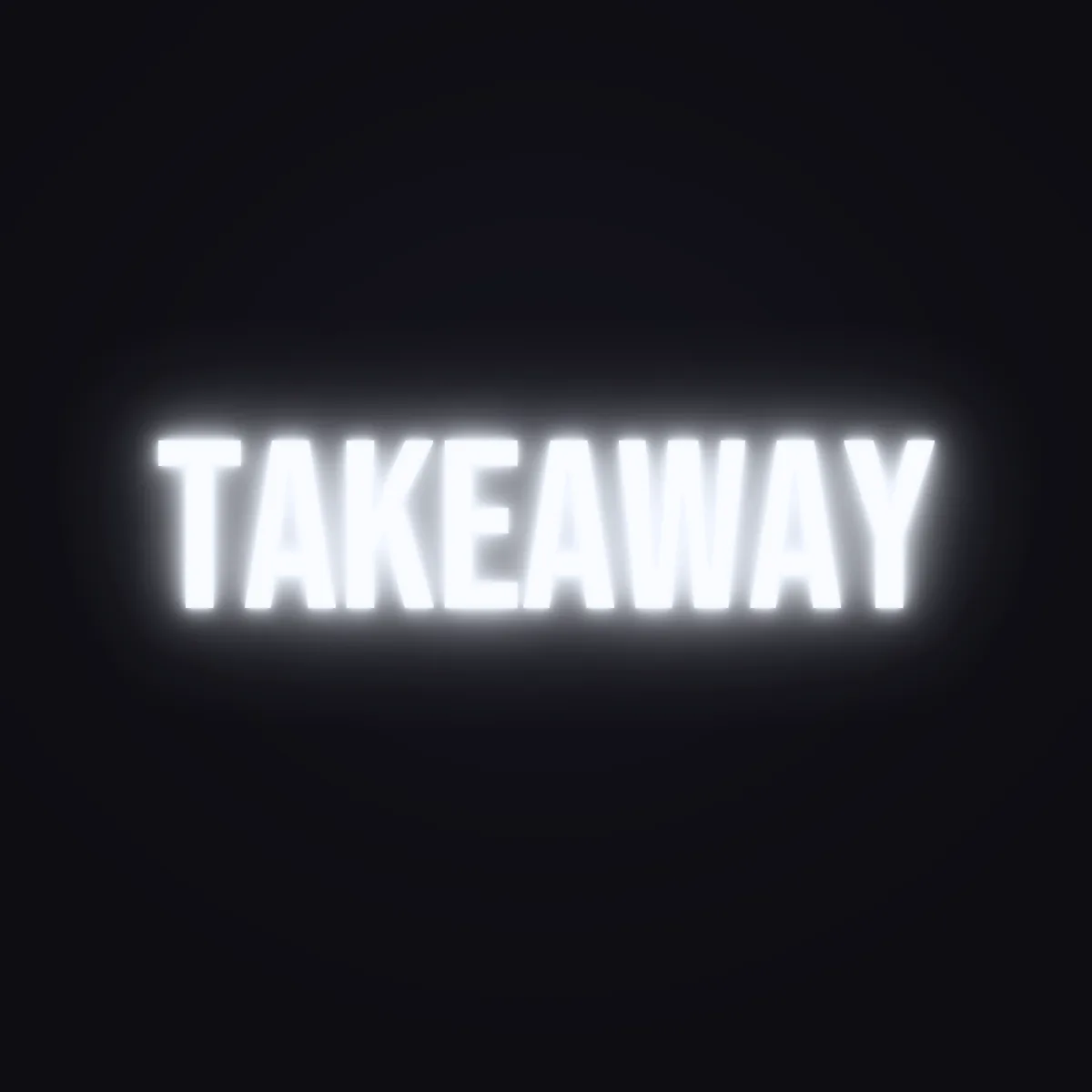 Takeaway Neon Sign — White LED neon (design render)