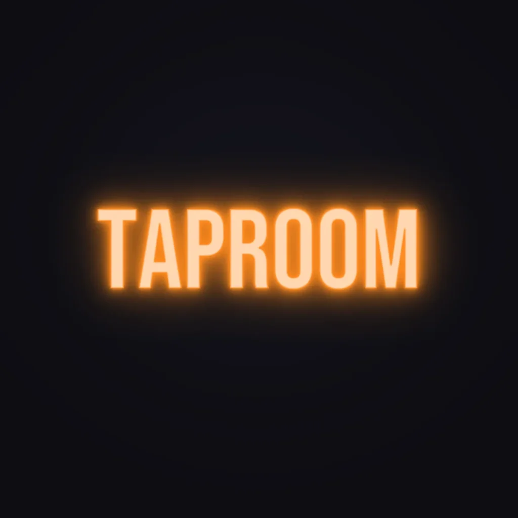 Taproom Neon Sign — Orange LED neon (design render)