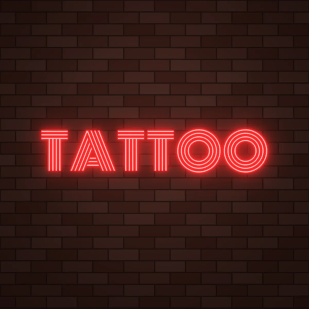 TATTOO Neon Sign on a brick wall (design render)