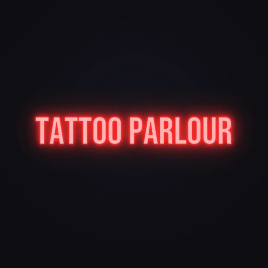 Tattoo Parlour Neon Sign — Red LED neon (design render)