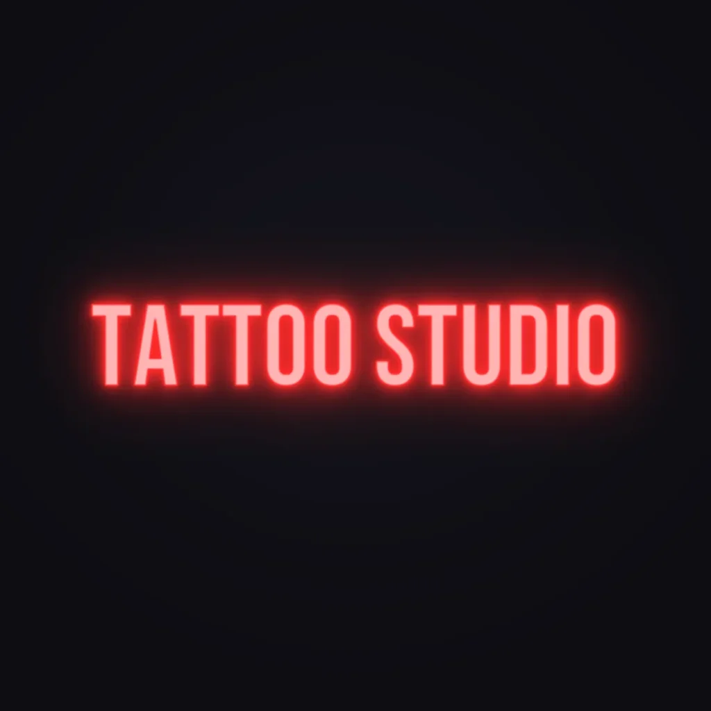 TATTOO STUDIO Neon Sign — Red LED neon (design render)