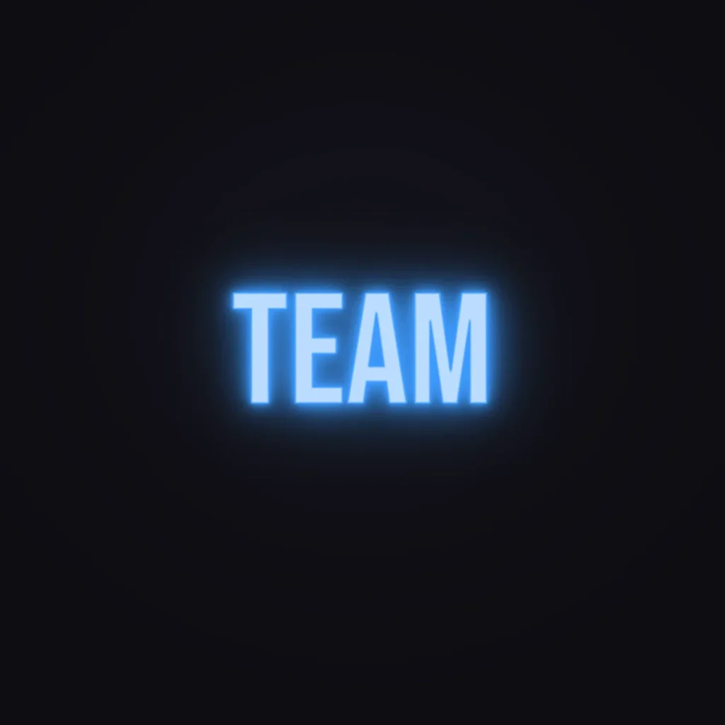 Team Neon Sign — Electric Blue LED neon (design render)