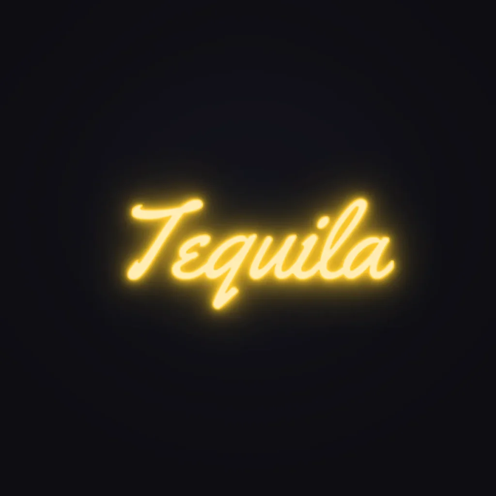Tequila Neon Sign — Golden Yellow LED neon (design render)