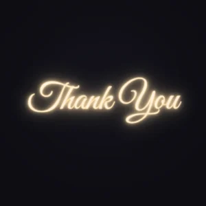Thank You Neon Sign — Warm White LED neon (design render)