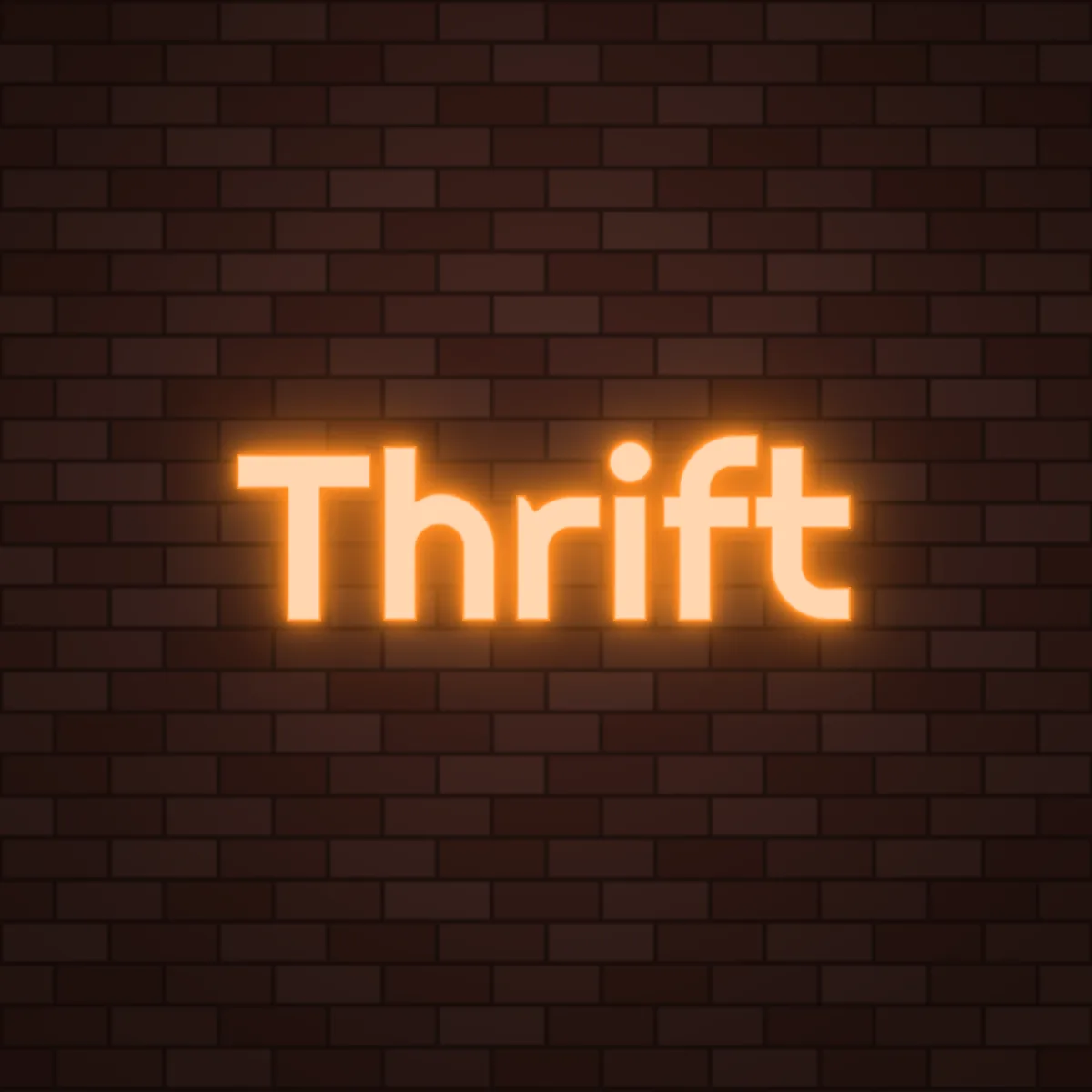Thrift Neon Sign on a brick wall (design render)