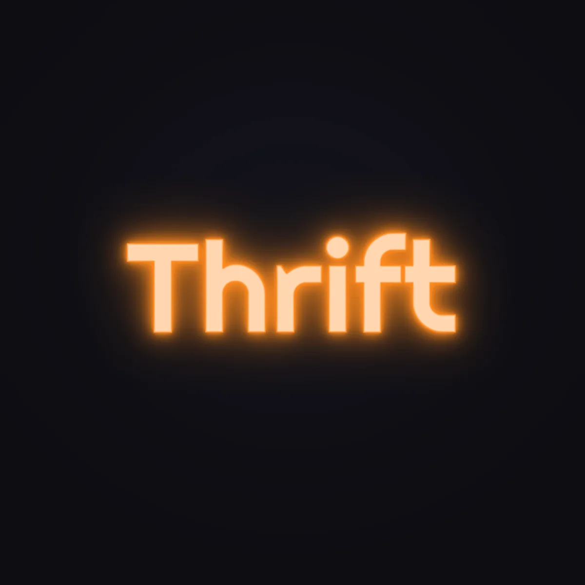 Thrift Neon Sign — Orange LED neon (design render)