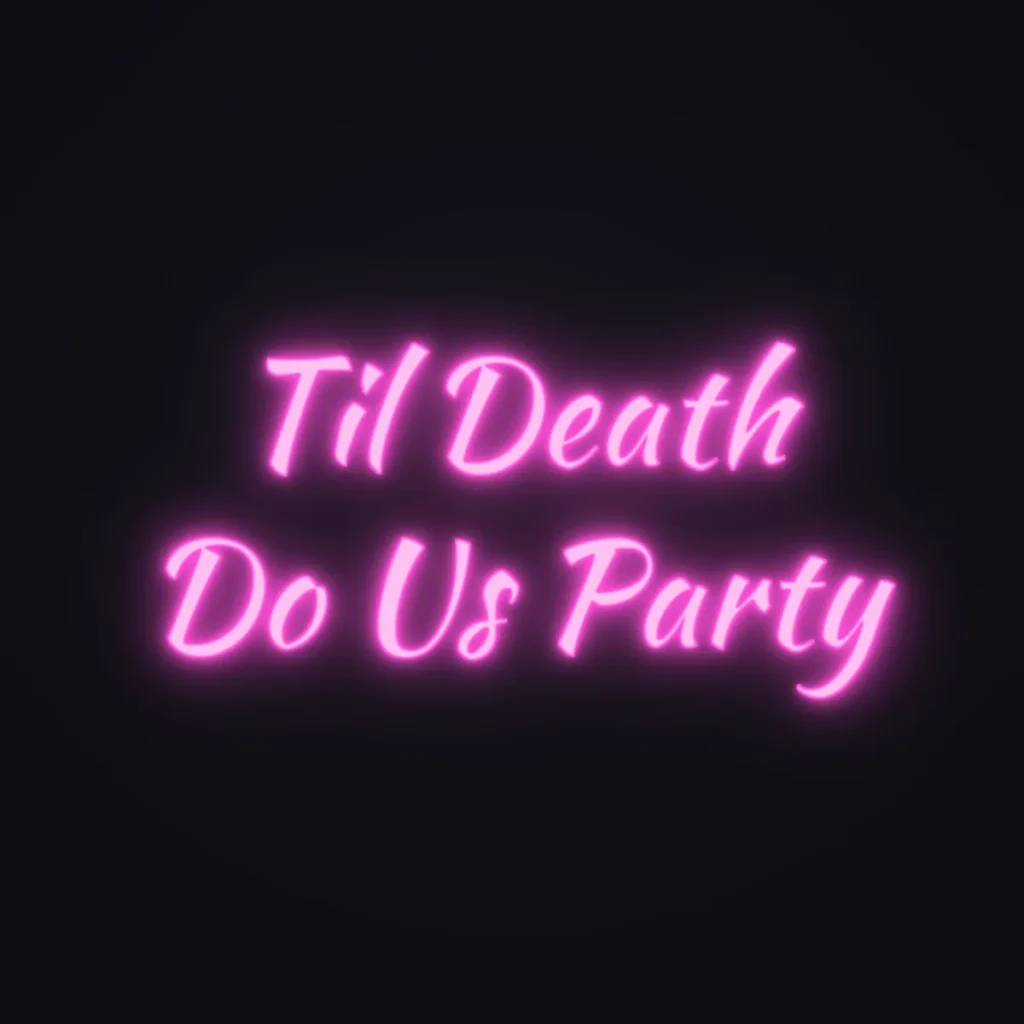 Til Death Do Us Party Neon Sign — Pink LED neon (design render)