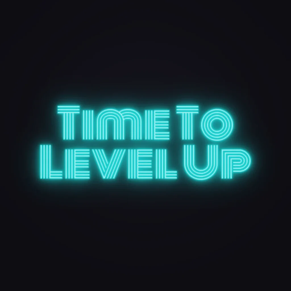 Time To Level Up Neon Sign — Turquoise LED neon (design render)