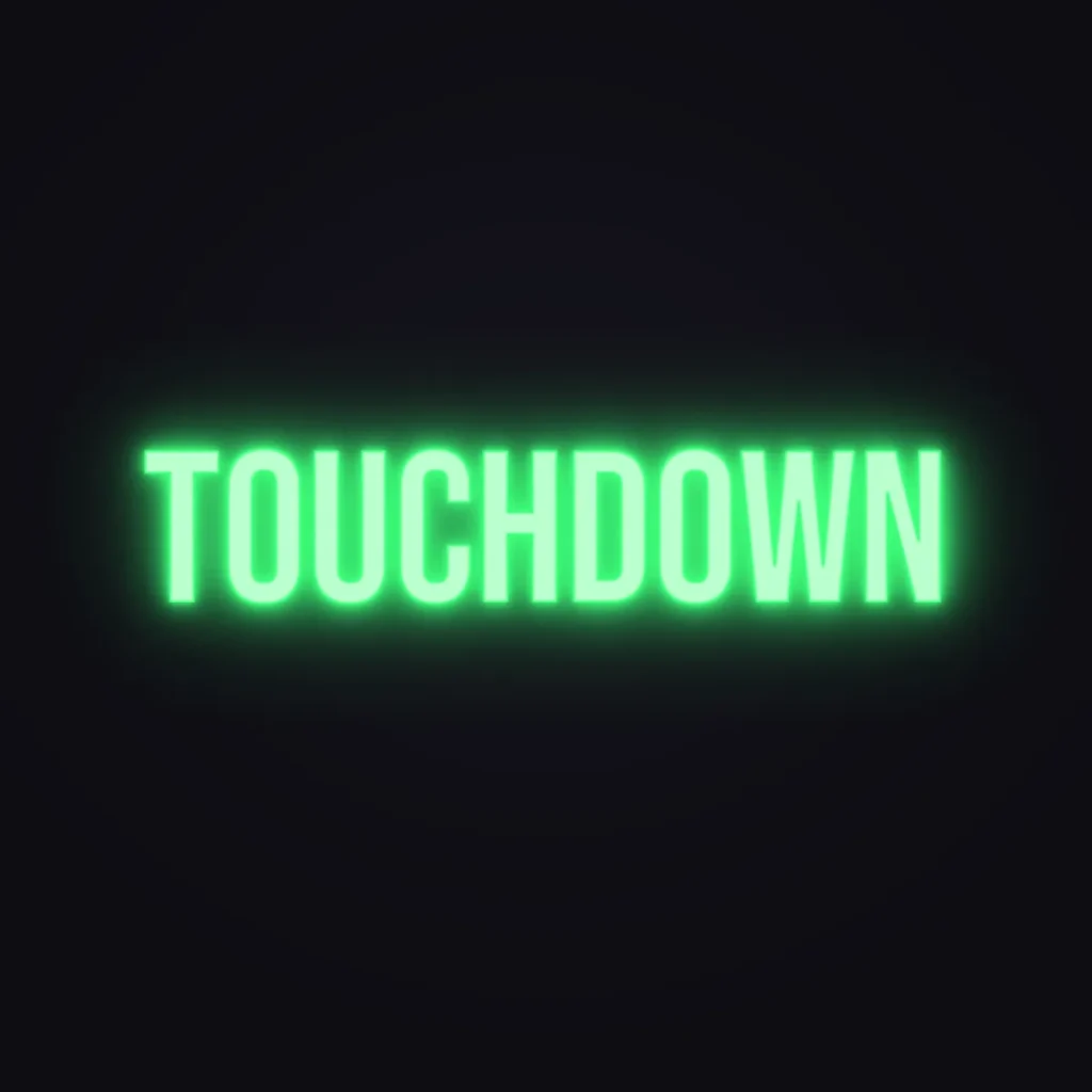 Touchdown Neon Sign — Green LED neon (design render)