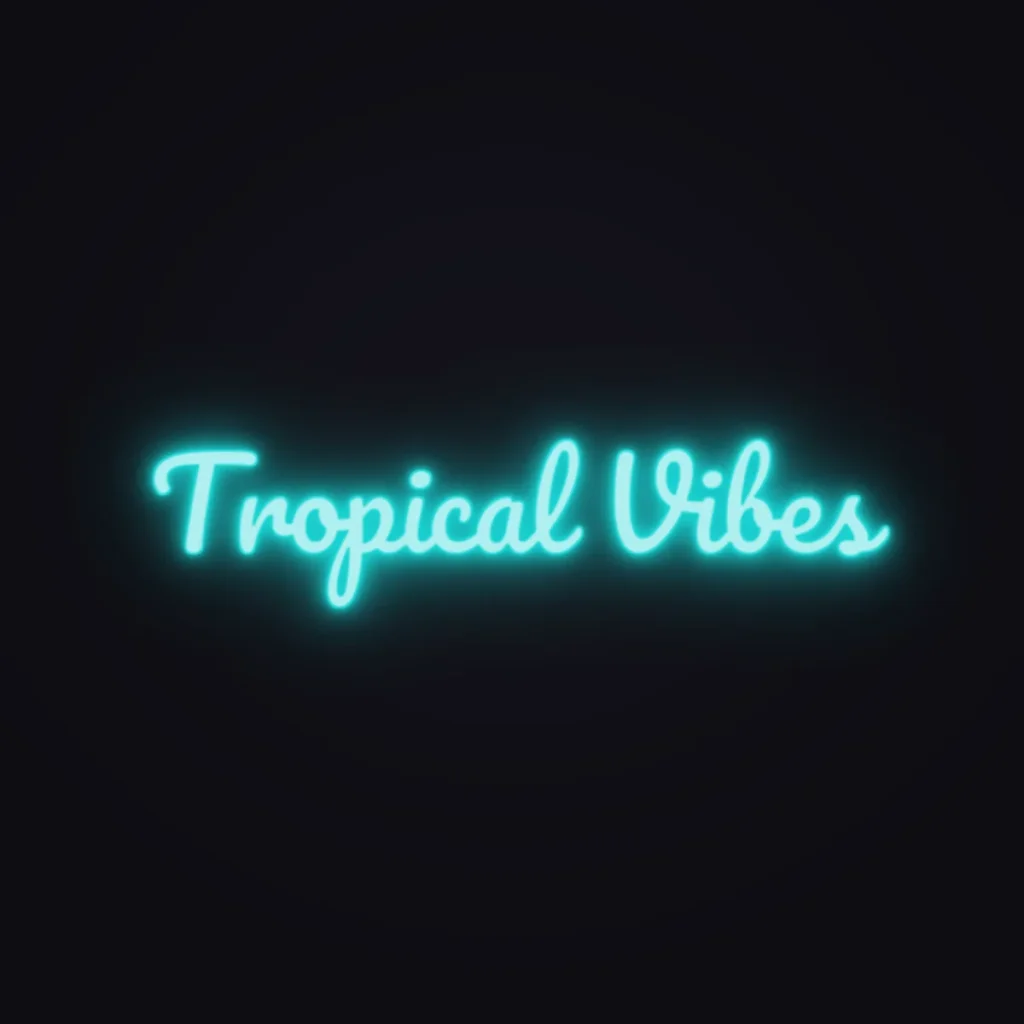 Tropical Vibes Neon Sign — Turquoise LED neon (design render)
