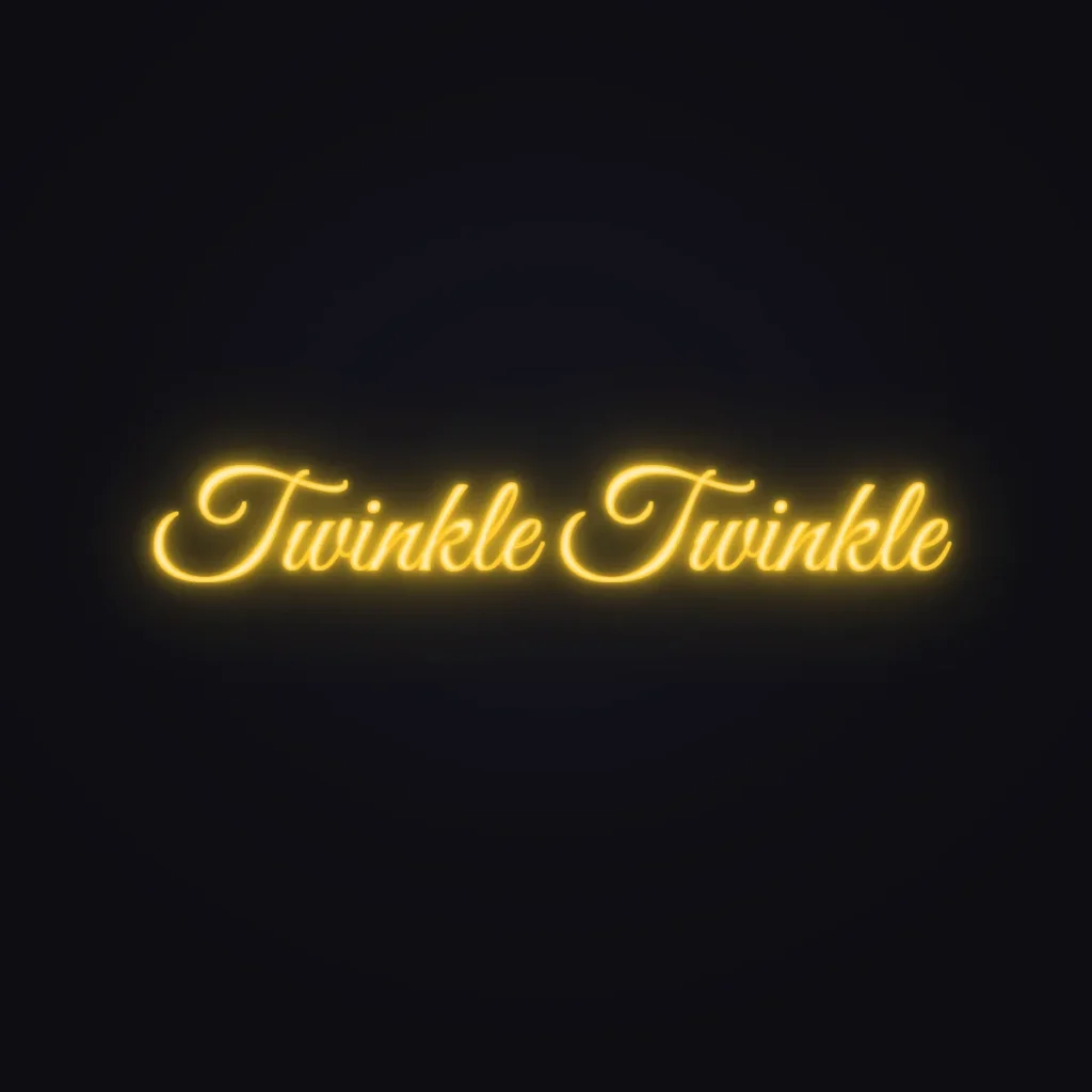 Twinkle Twinkle Neon Sign — Golden Yellow LED neon (design render)
