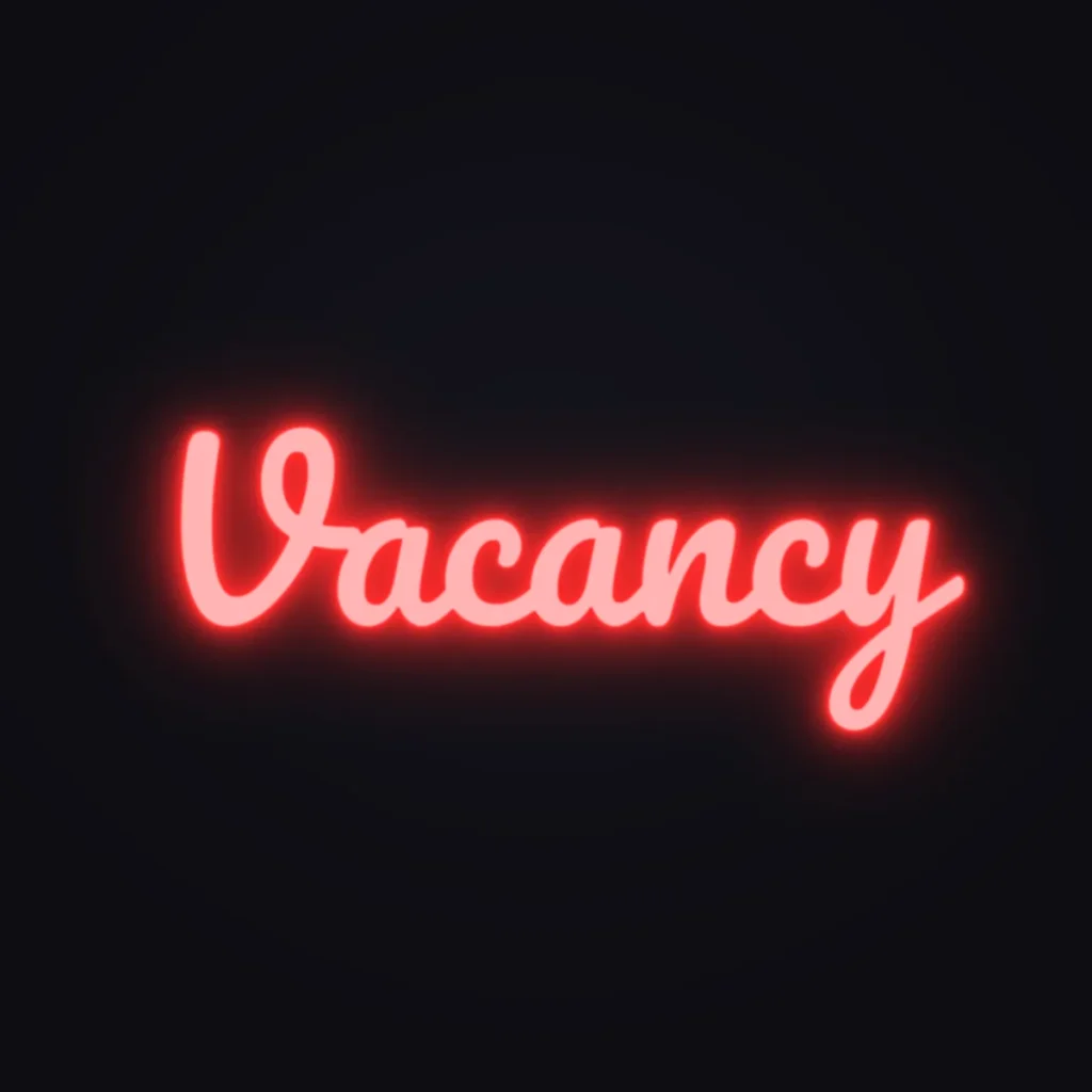 Vacancy Neon Sign — Red LED neon (design render)