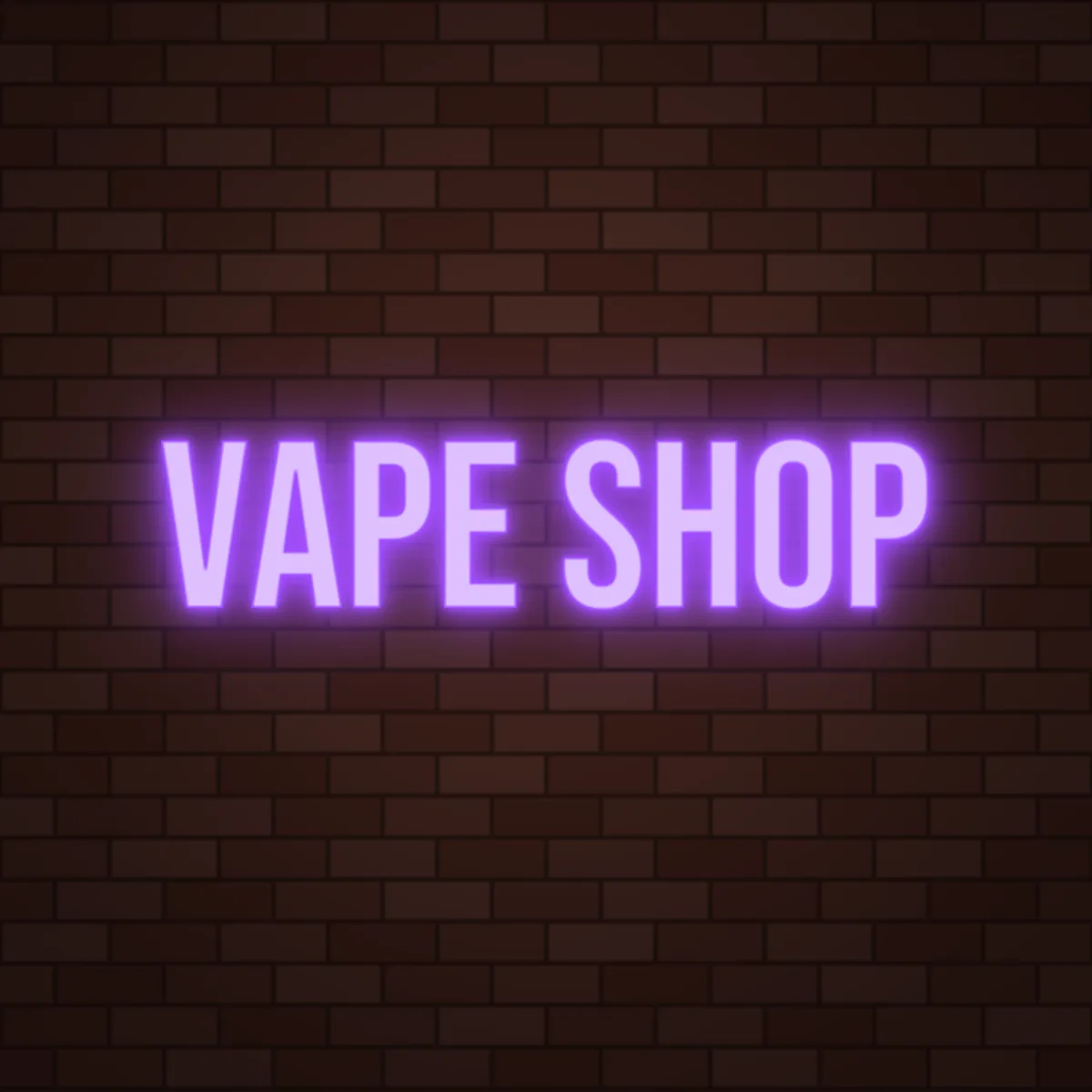 Vape Shop Neon Sign on a brick wall (design render)