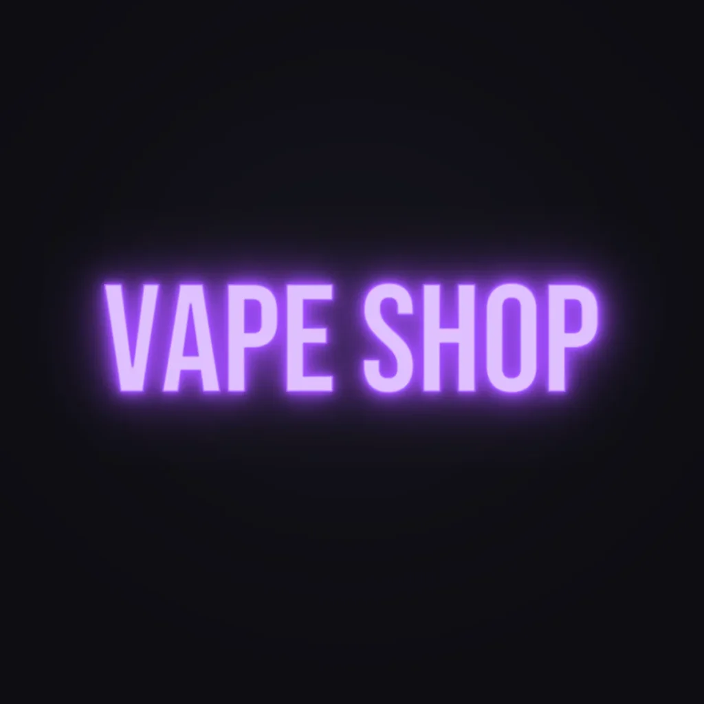 Vape Shop Neon Sign — Purple LED neon (design render)