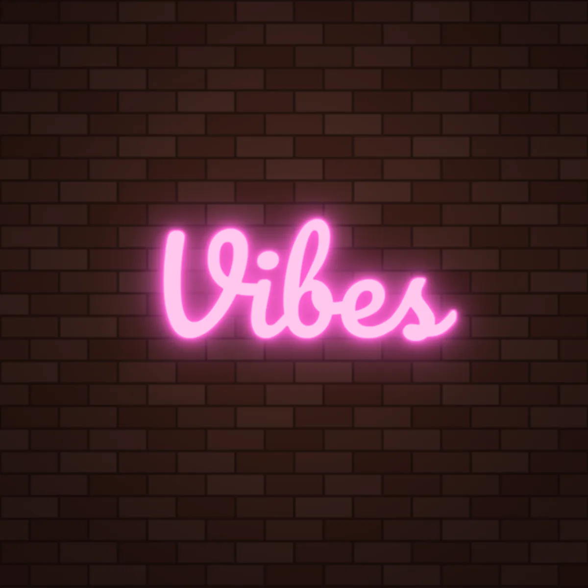 Vibes Neon Sign on a brick wall (design render)