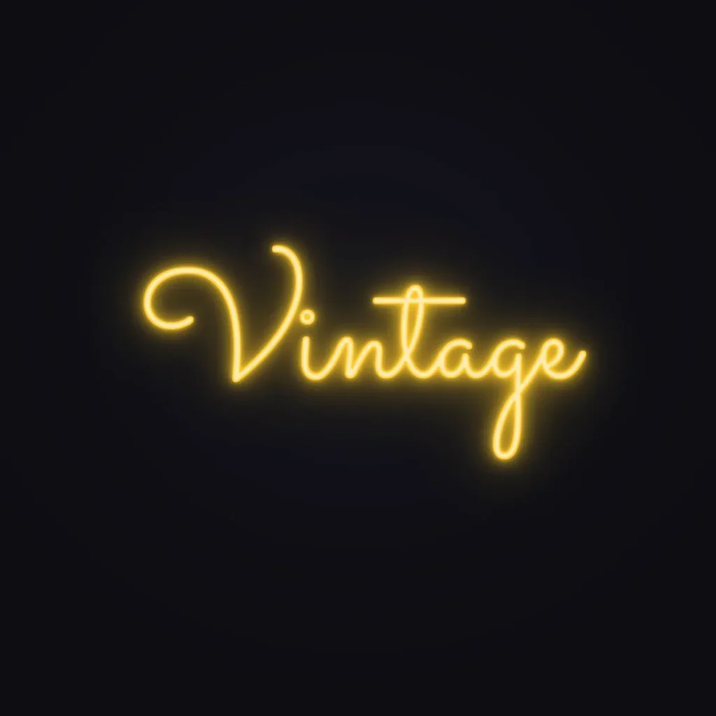 Vintage Neon Sign — Golden Yellow LED neon (design render)