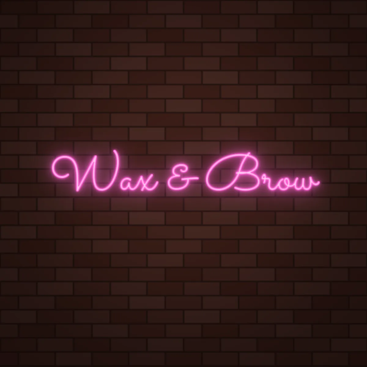 Wax & Brow Neon Sign on a brick wall (design render)