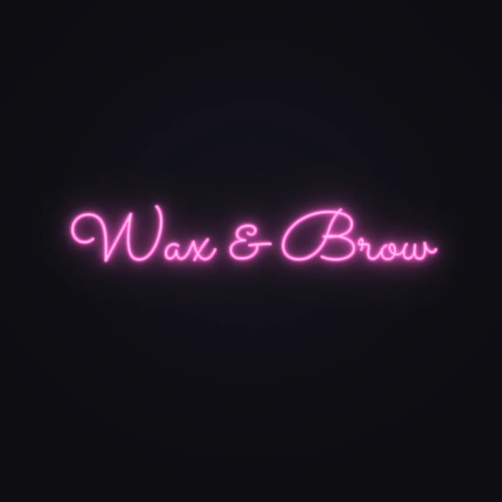 Wax & Brow Neon Sign — Pink LED neon (design render)