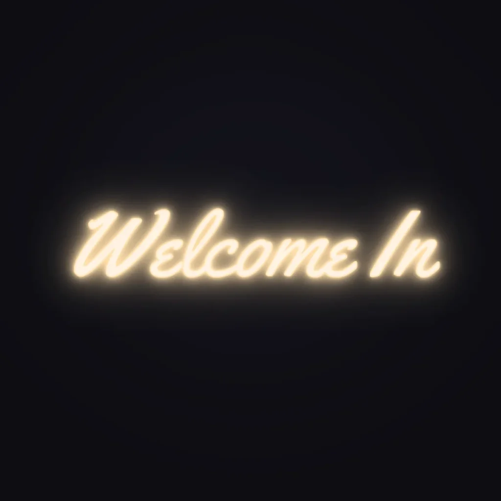 Welcome In Neon Sign — Warm White LED neon (design render)