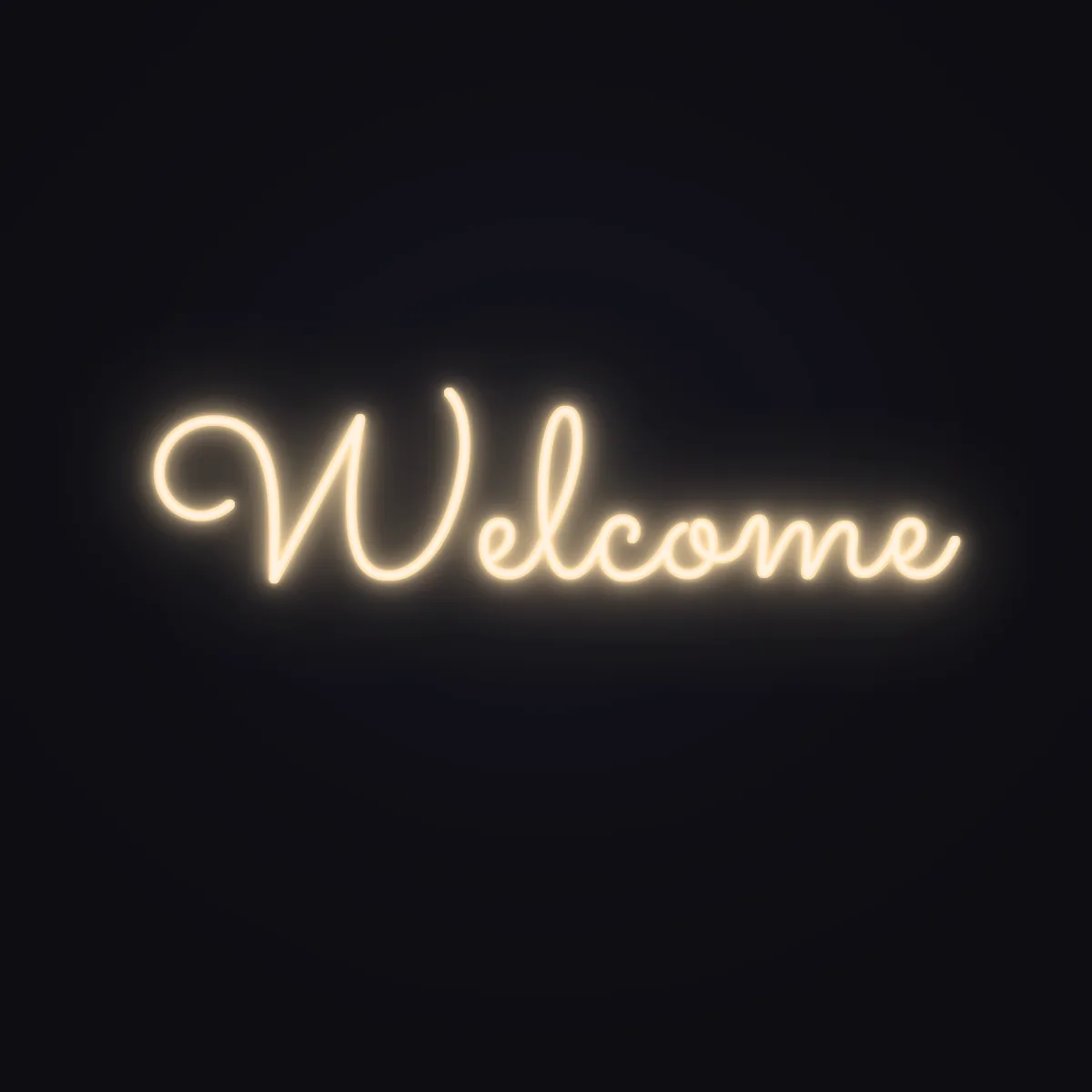 Welcome Neon Sign — Warm White LED neon (design render)