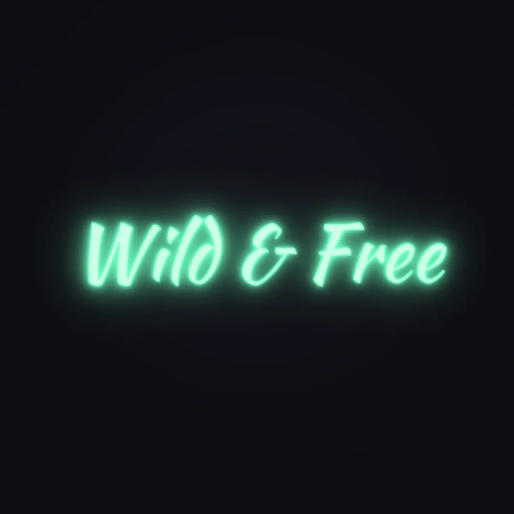 Wild & Free Neon Sign — Mint LED neon (design render)