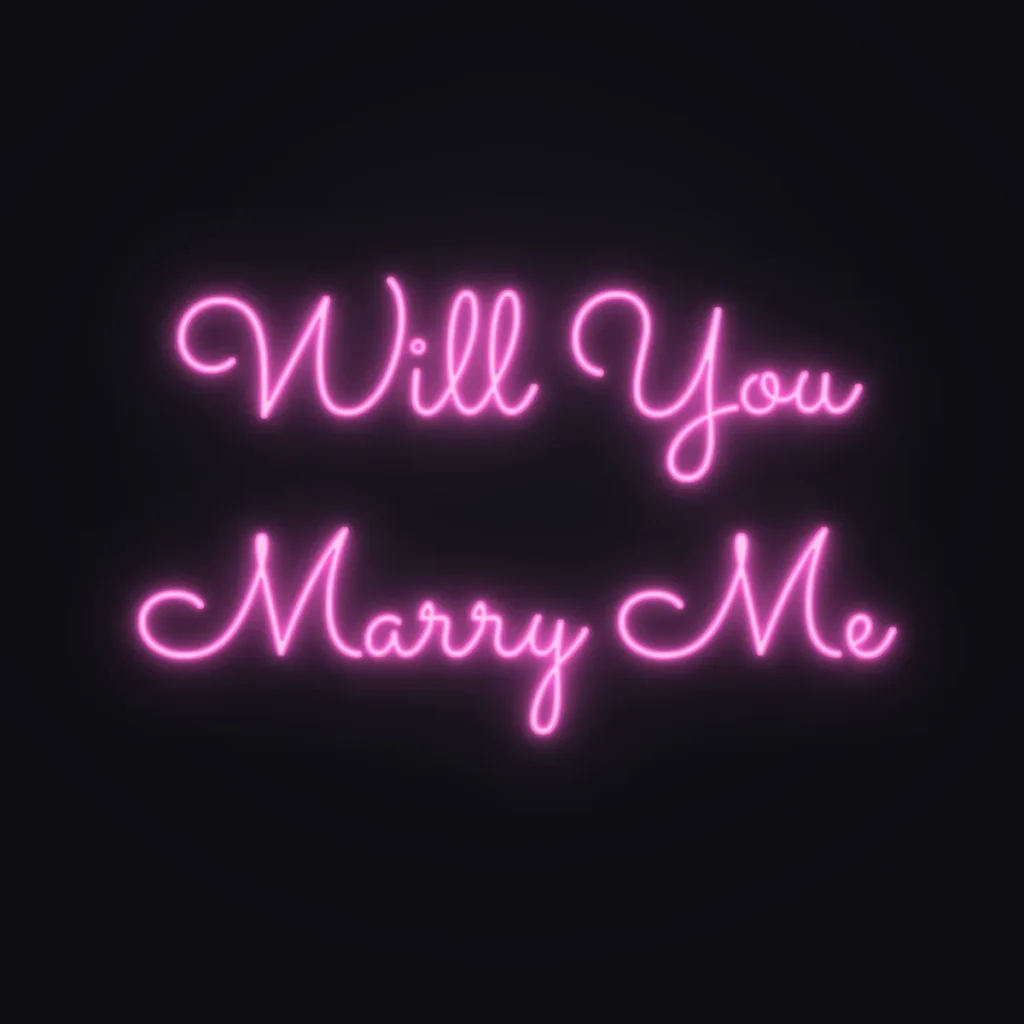 Will You Marry Me Neon Sign — Pink LED neon (design render)